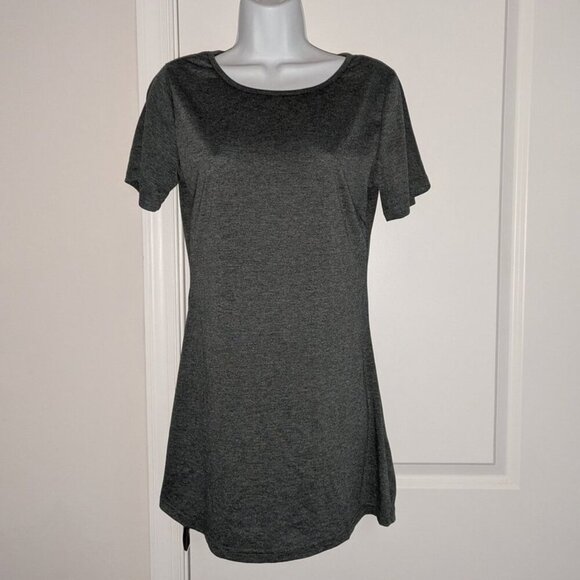 *3 FOR $9* Heather Green Short Sleeve Mini Tee T-shirt Dress Long Tunic Top - Picture 1 of 2